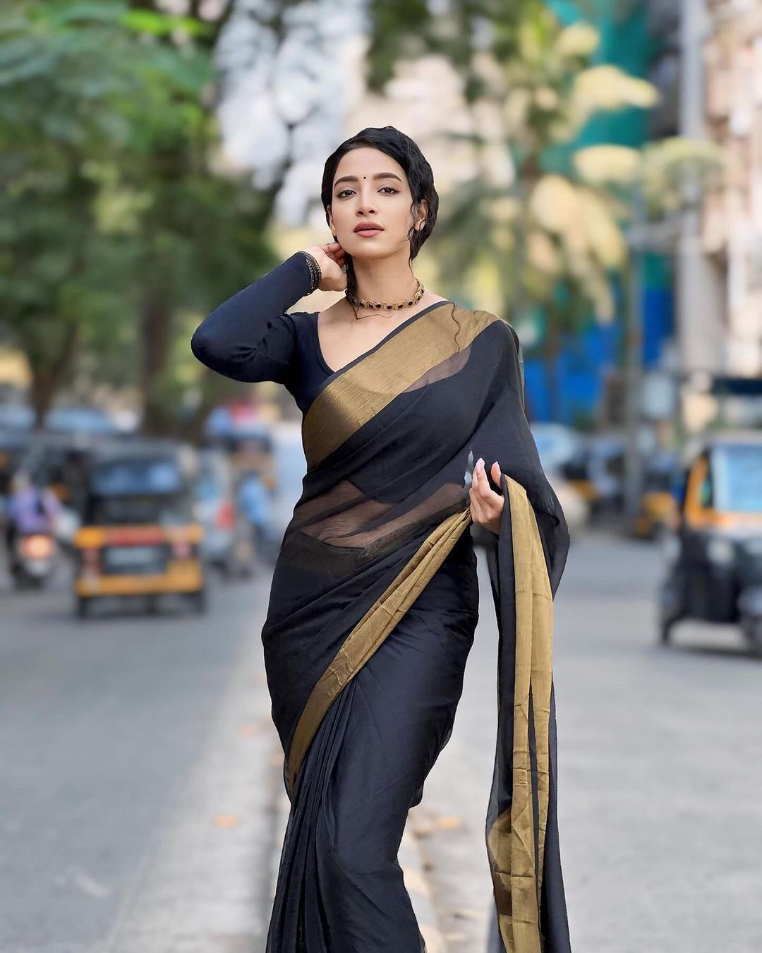 Purple Colour 1-Minute Ready To Wear Chiffon Silk Saree