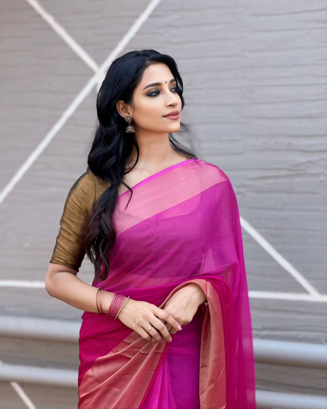 Purple Colour 1-Minute Ready To Wear Chiffon Silk Saree