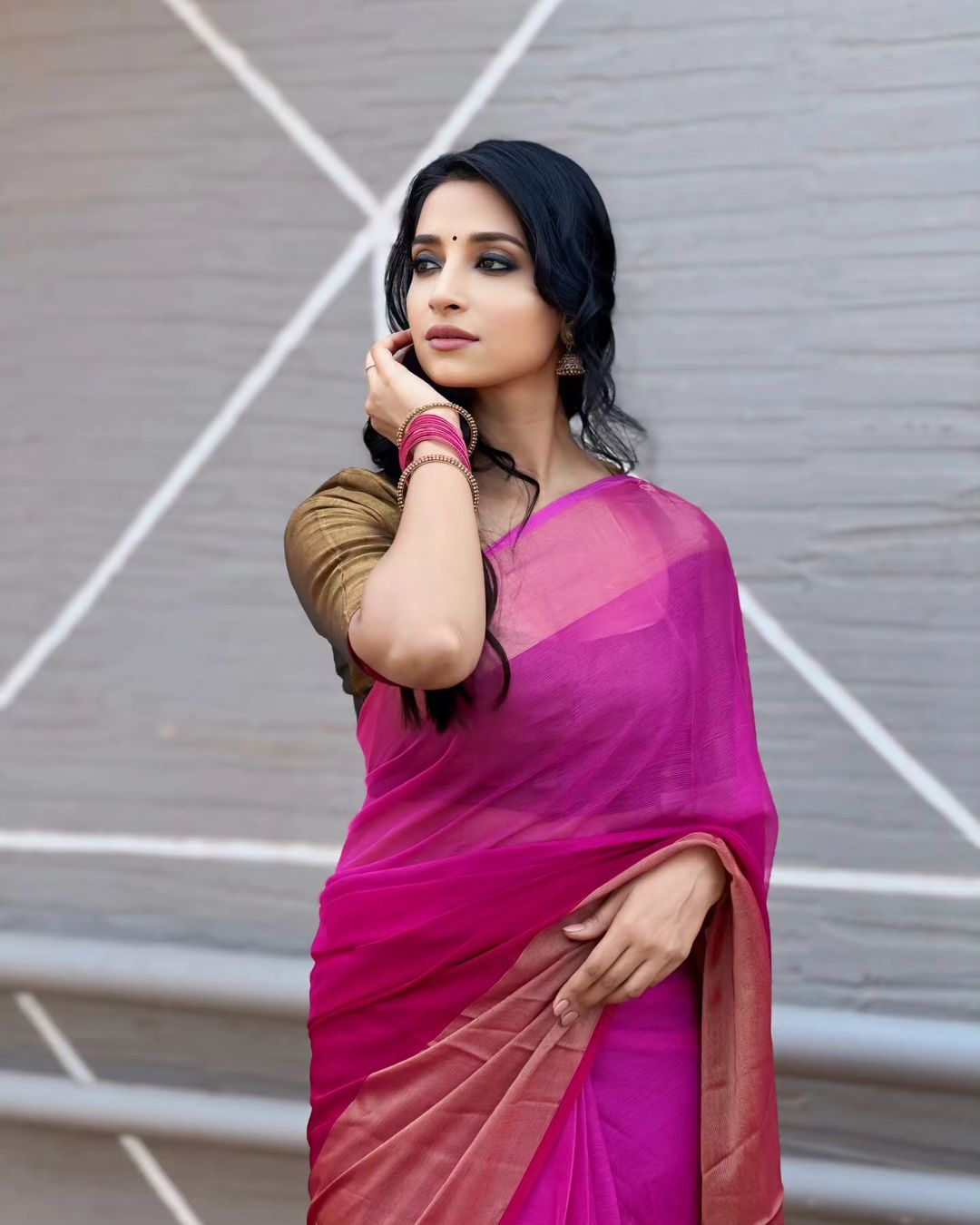 Purple Colour 1-Minute Ready To Wear Chiffon Silk Saree