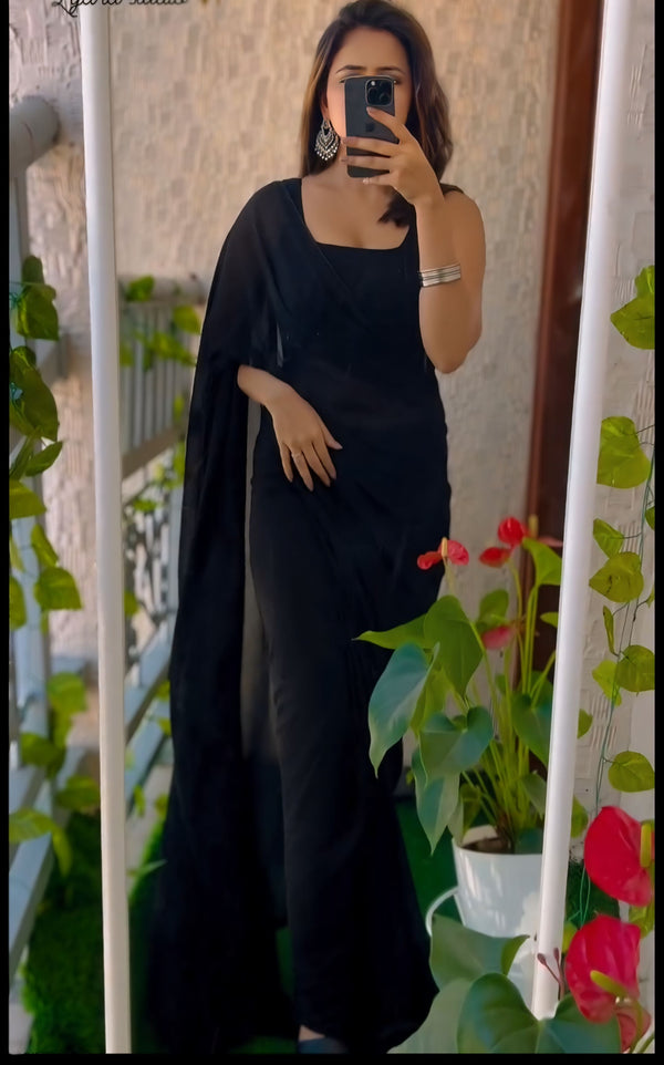 Super Hit Designer Black Pure Soft Georgette Silk Saree