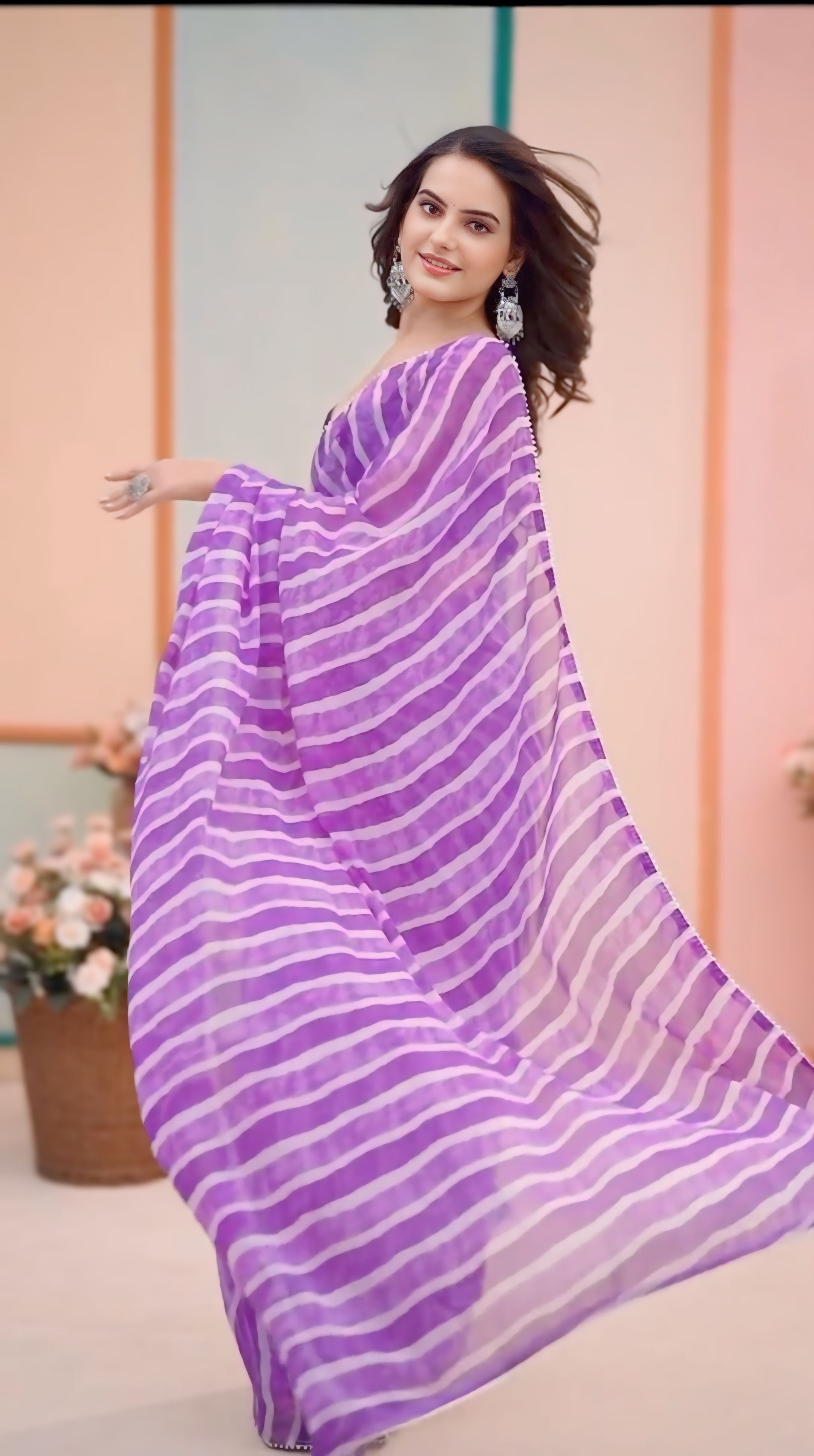 Violet Leheriya Pure Georgette Saree