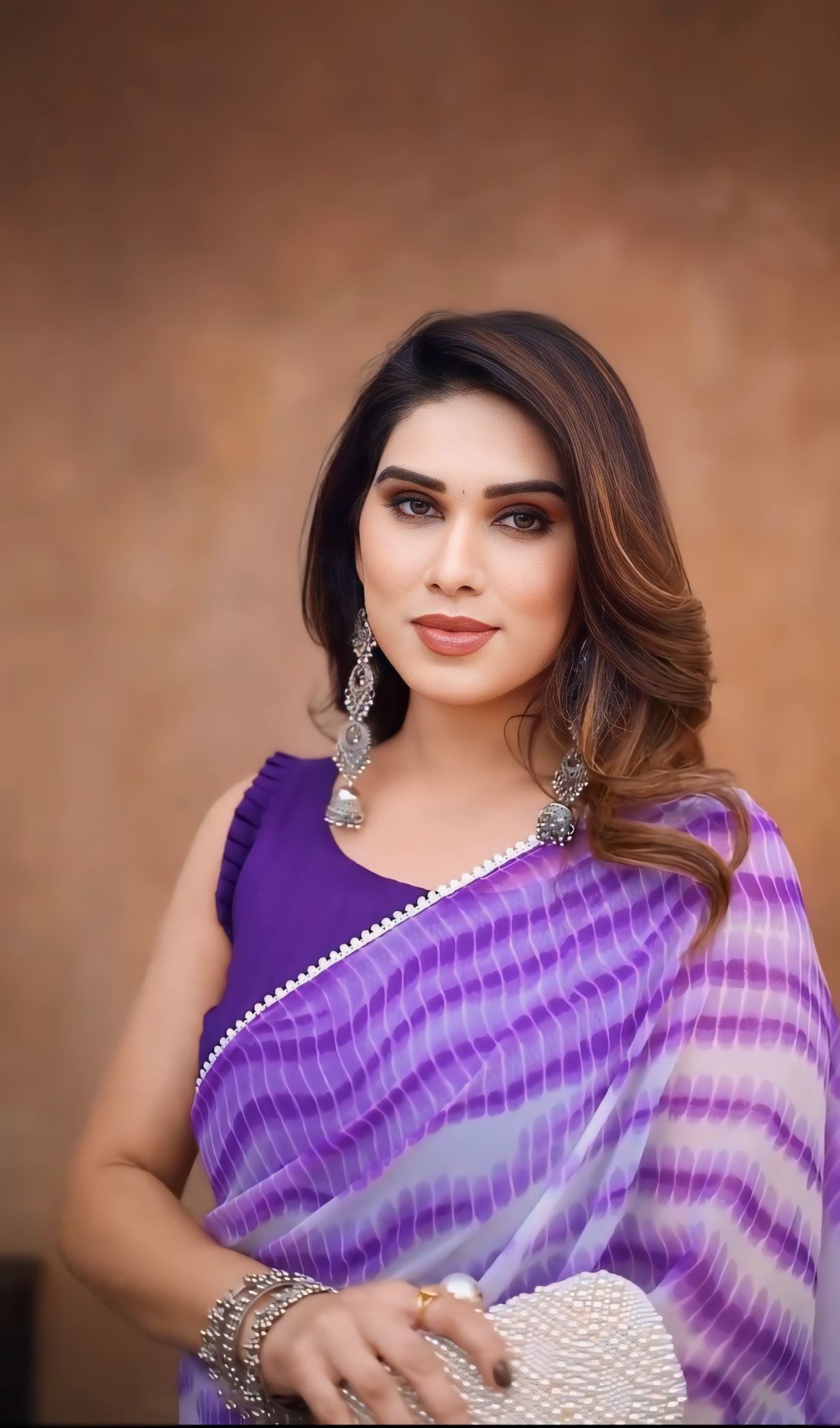 Deserving 1-Minute Ready To Wear Lavender Georgette Saree