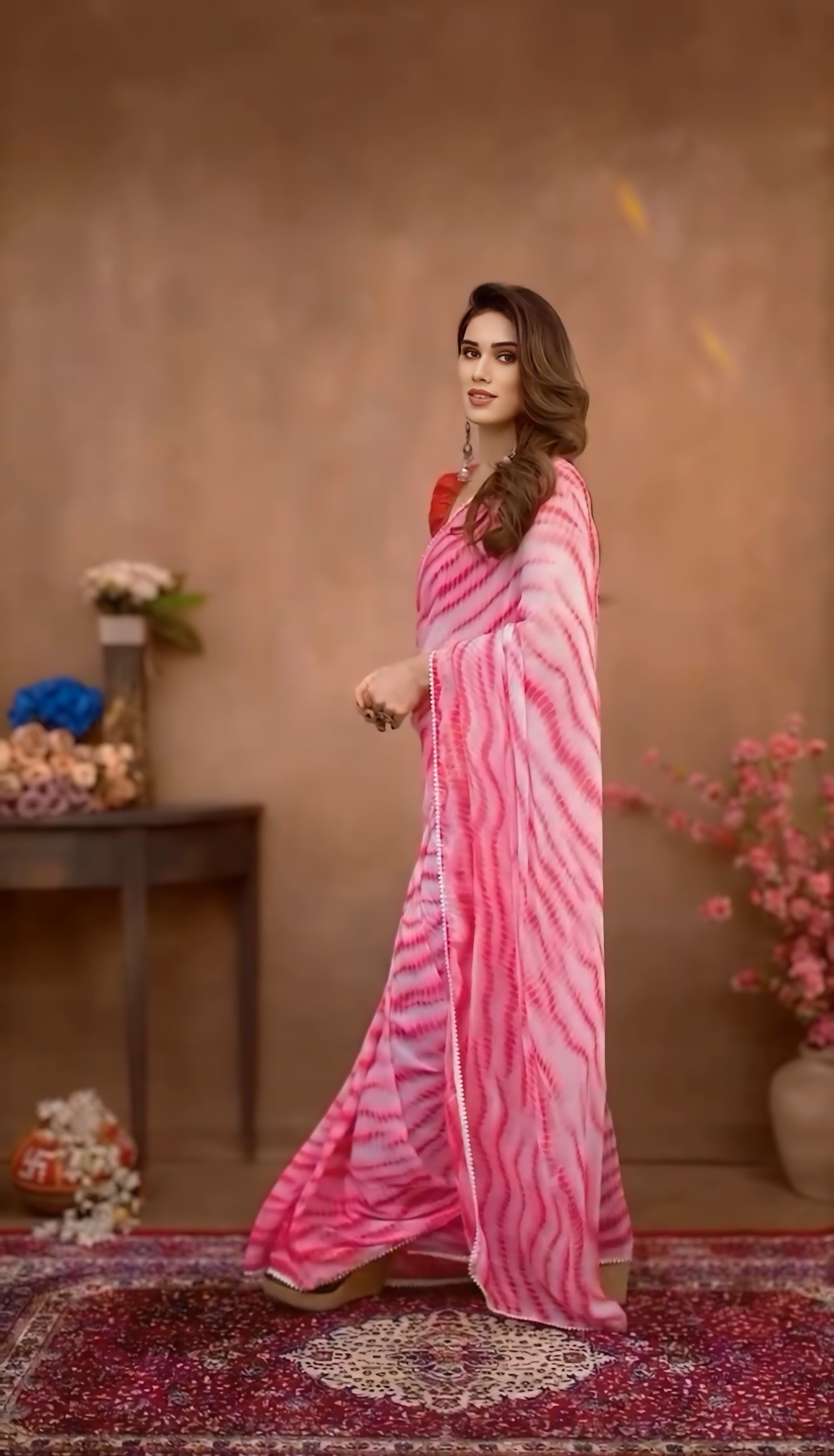 Opulent 1-Minute Ready To Wear Pink Georgette Saree