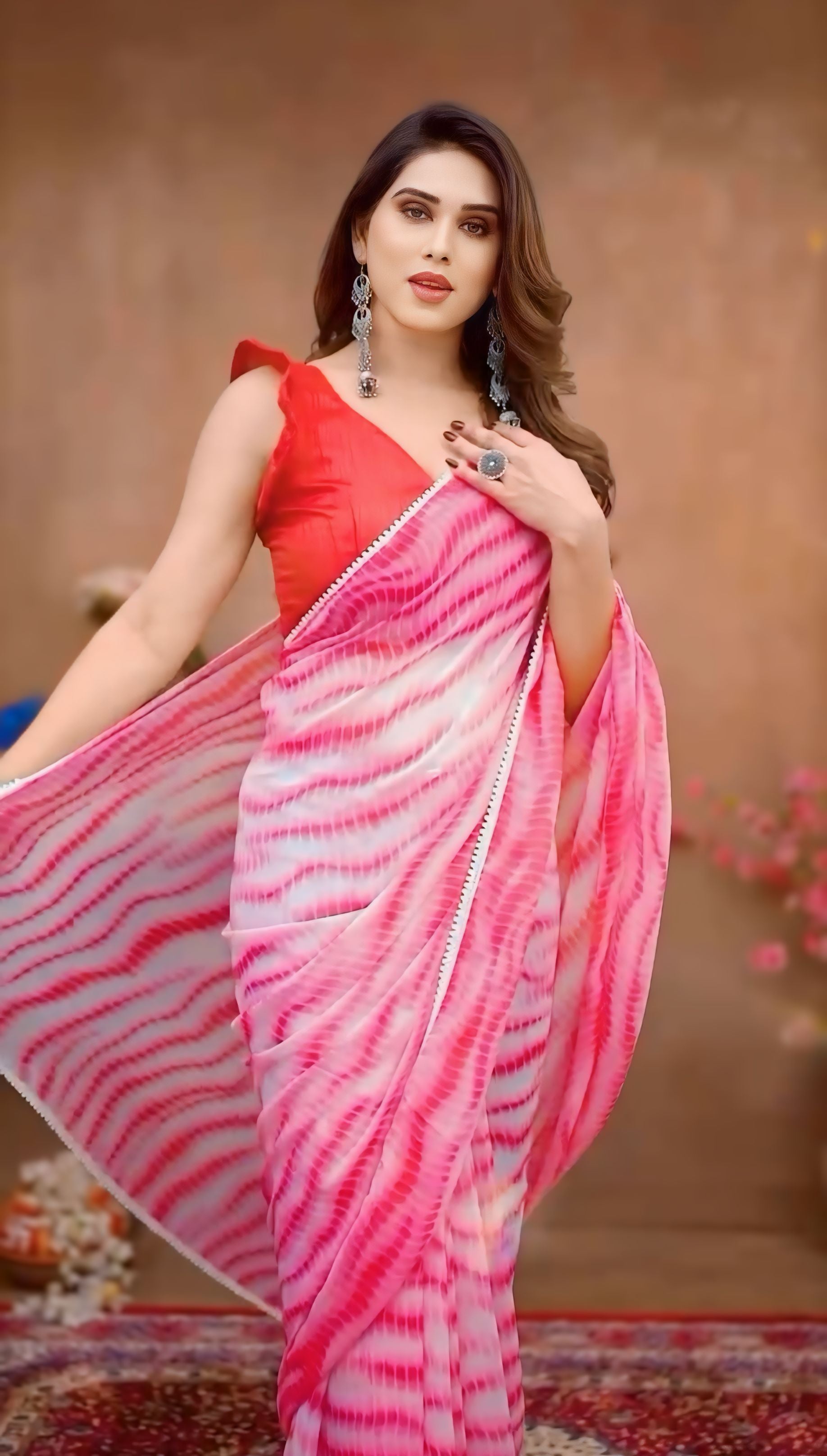 Opulent 1-Minute Ready To Wear Pink Georgette Saree