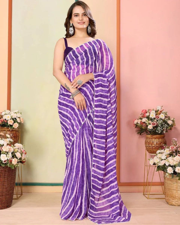 Violet Leheriya Pure Georgette Saree