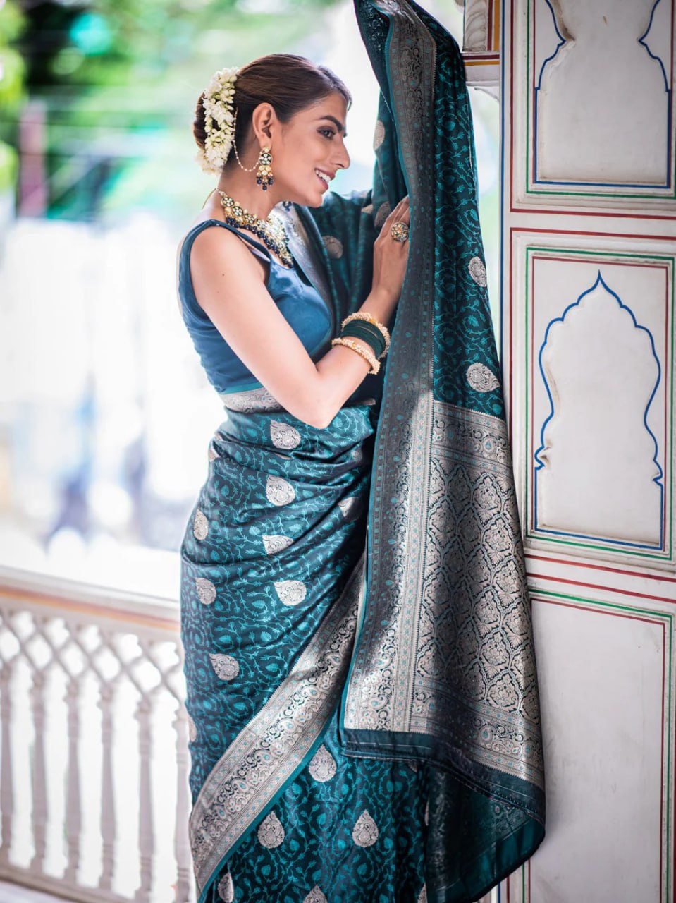 Dark Green Silk Weaving Banarasi Saree