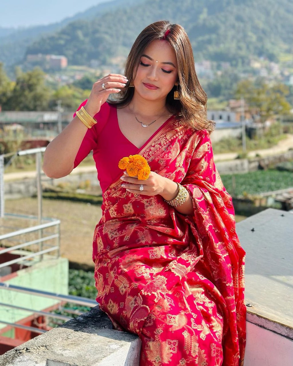 Dark Pink Soft Banarasi Silk Saree