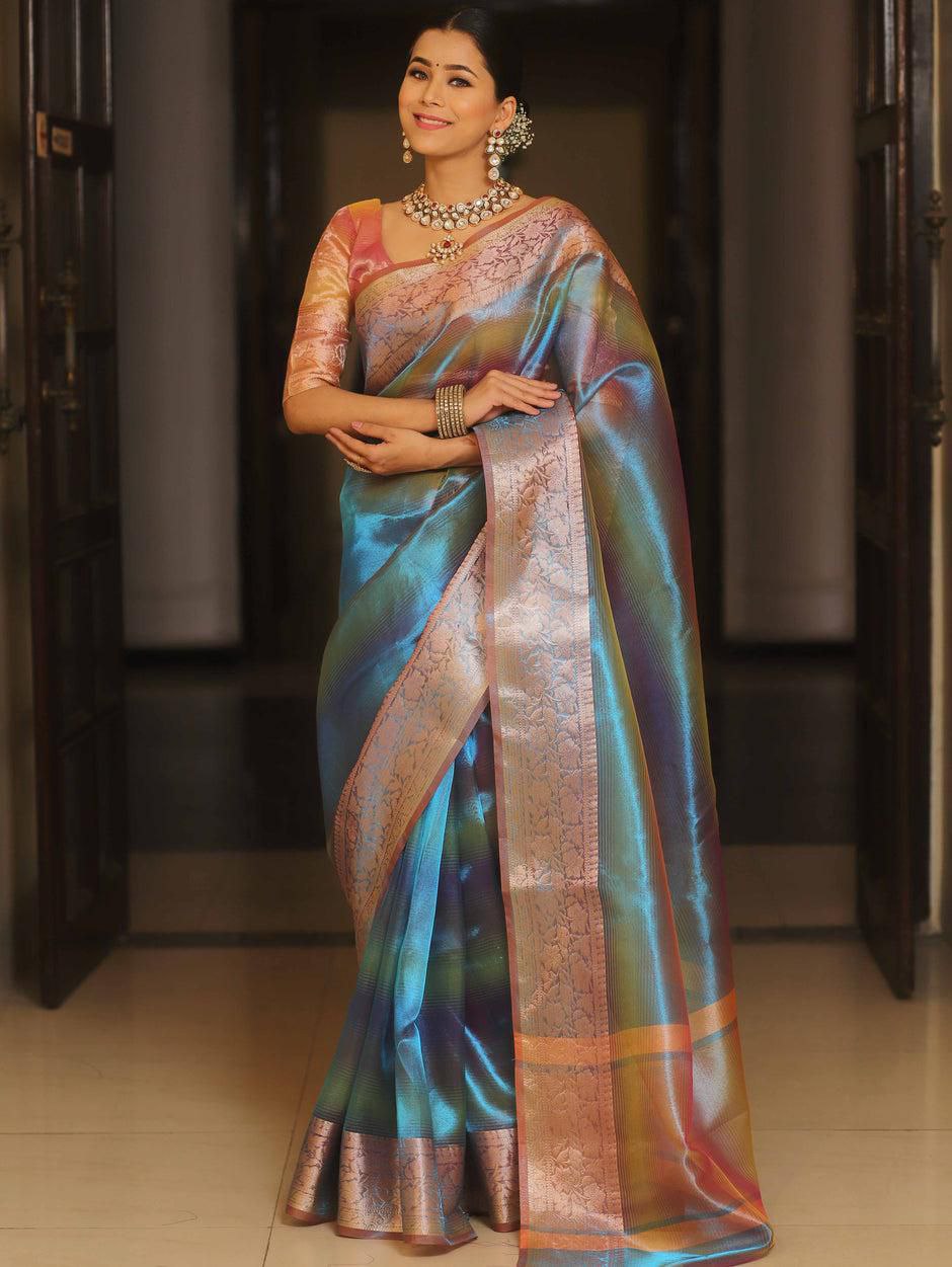 Banarasi Tissu Rainbow colour Sarees