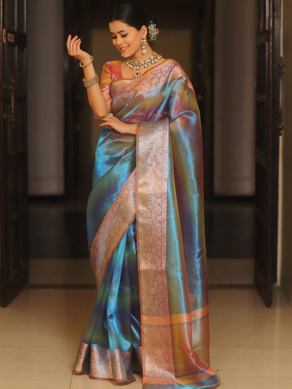 Banarasi Tissu Rainbow colour Sarees