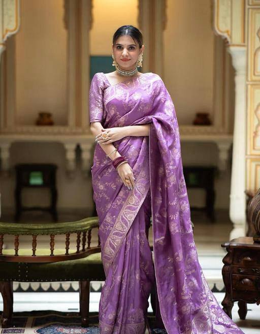 Soft Banarasi Silk Saree With Bewitching Blouse Piece