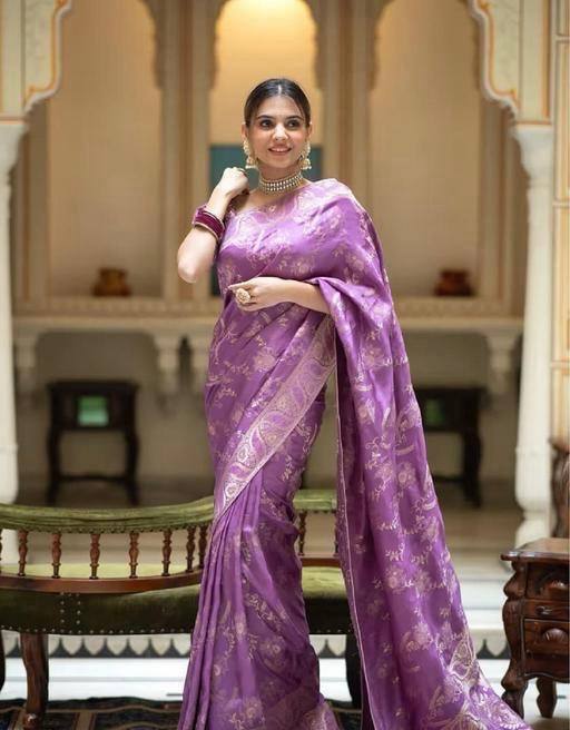 Soft Banarasi Silk Saree With Bewitching Blouse Piece