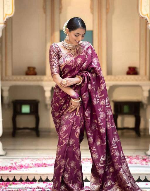 Soft Banarasi Silk Saree With Bewitching Blouse Piece