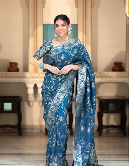 Soft Banarasi Silk Saree With Bewitching Blouse Piece