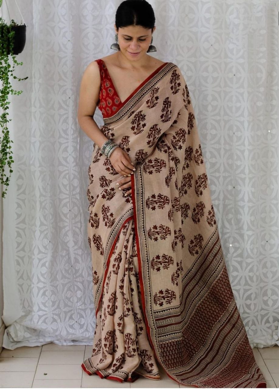 Beautiful Designer Original Cotton Saree With Digital Print