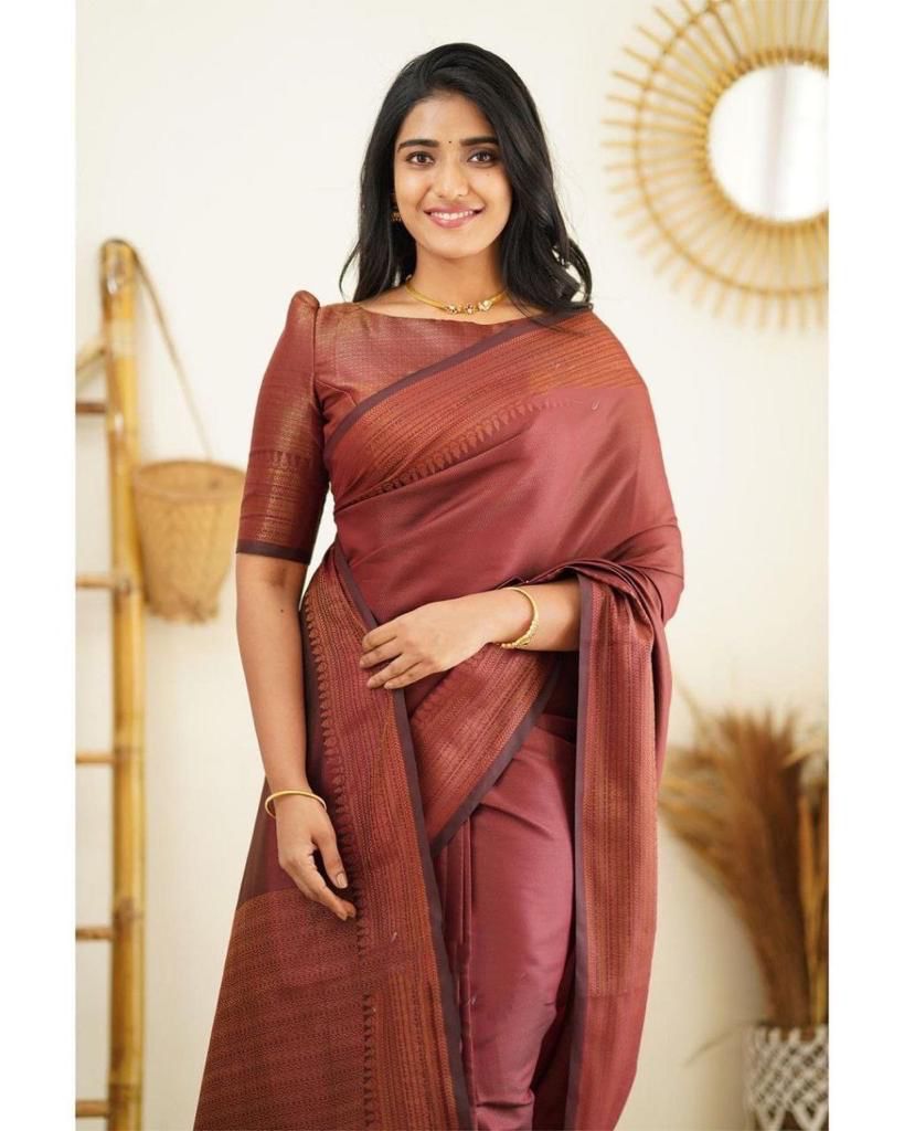 Beautiful Kanjivaram Woven Silk Saree With Blouse Piece
