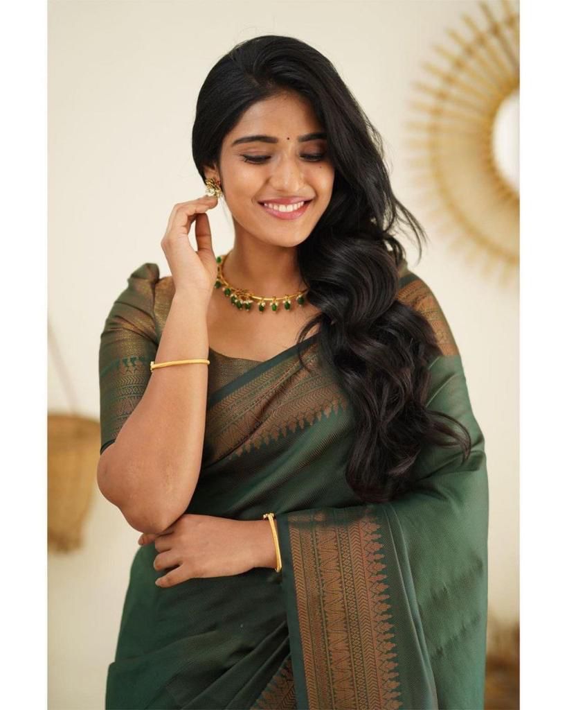 Beautiful Kanjivaram Woven Silk Saree With Blouse Piece
