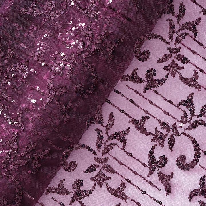 Purple Soft Net Embroidered Saree