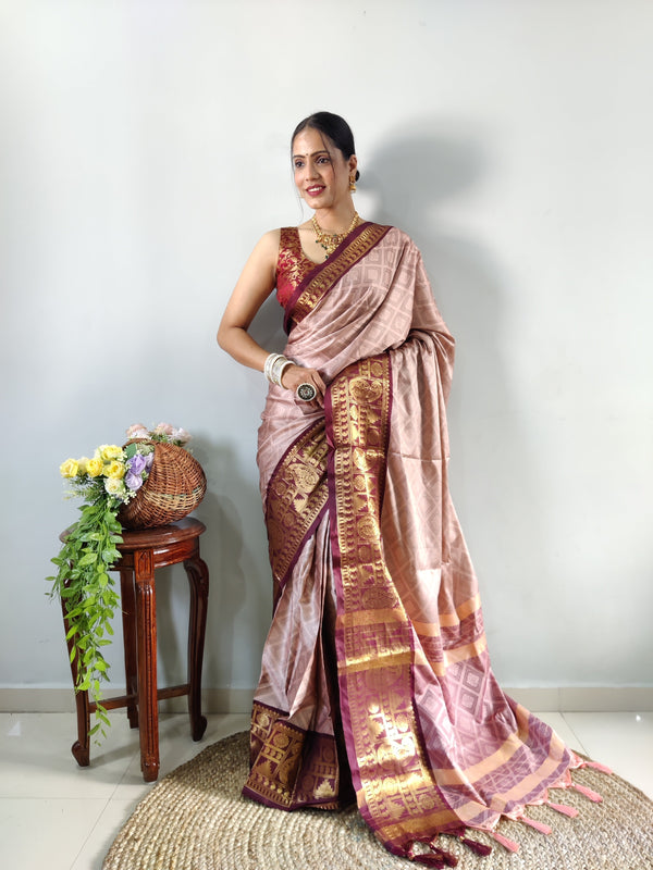 Zari Weaving Banarasi Soft Silk Ready to Wear Saree