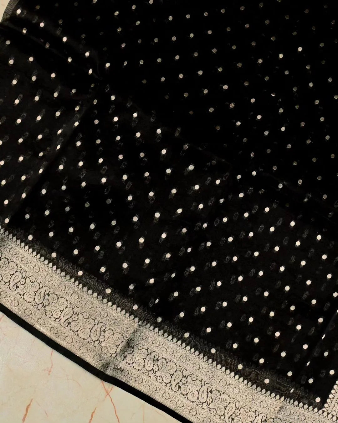 Black Pure Kora Banarasi Handloom Saree