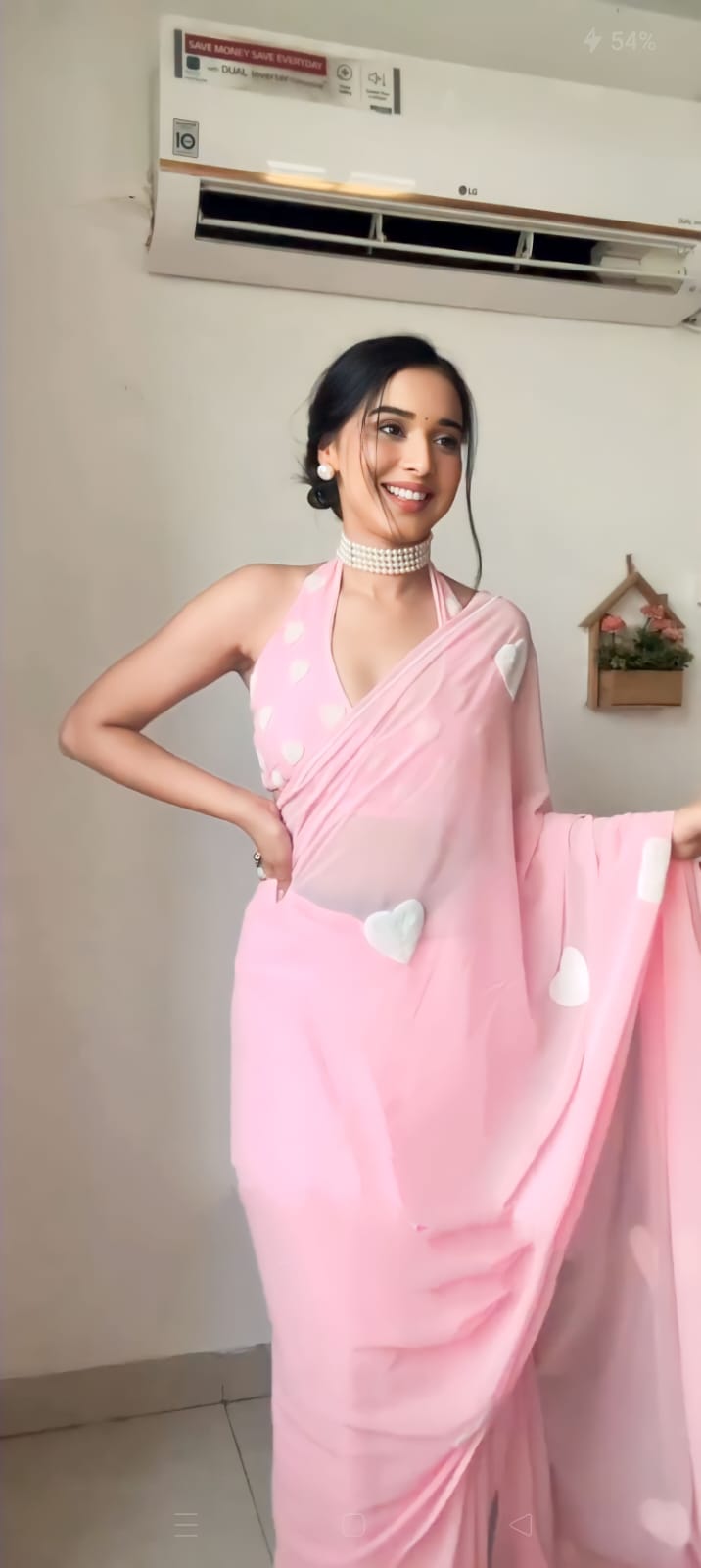 Baby Pink Colour 1-Min Georgette Ready To Wear Saree With Blouse Piece