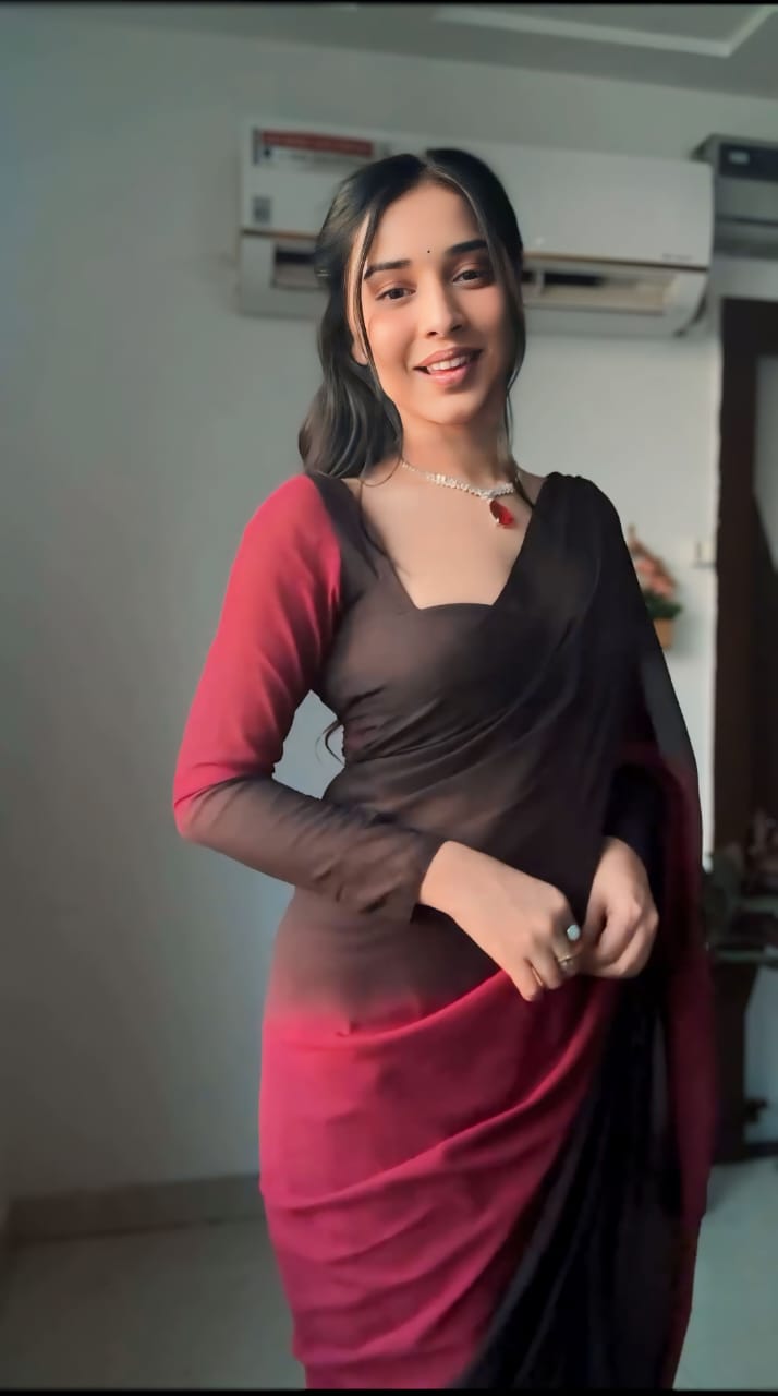 Preferable 1-Minute Ready To Wear Black and Maroon Georgette Saree