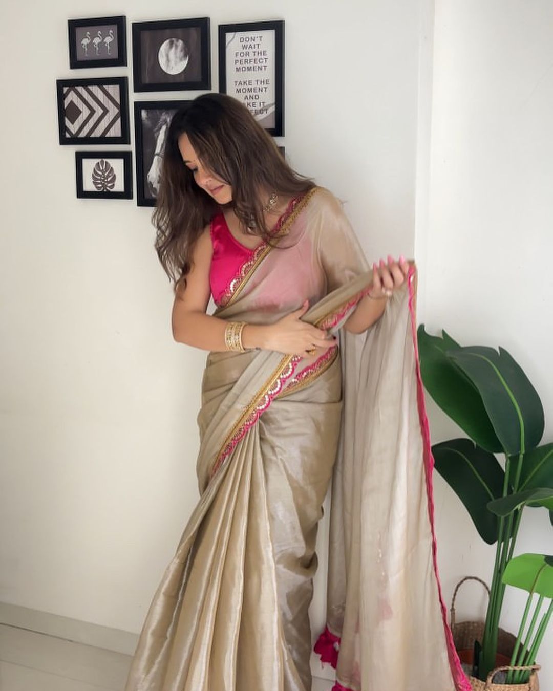 Sea Pearl Mul Mul Cotton Tissue Saree