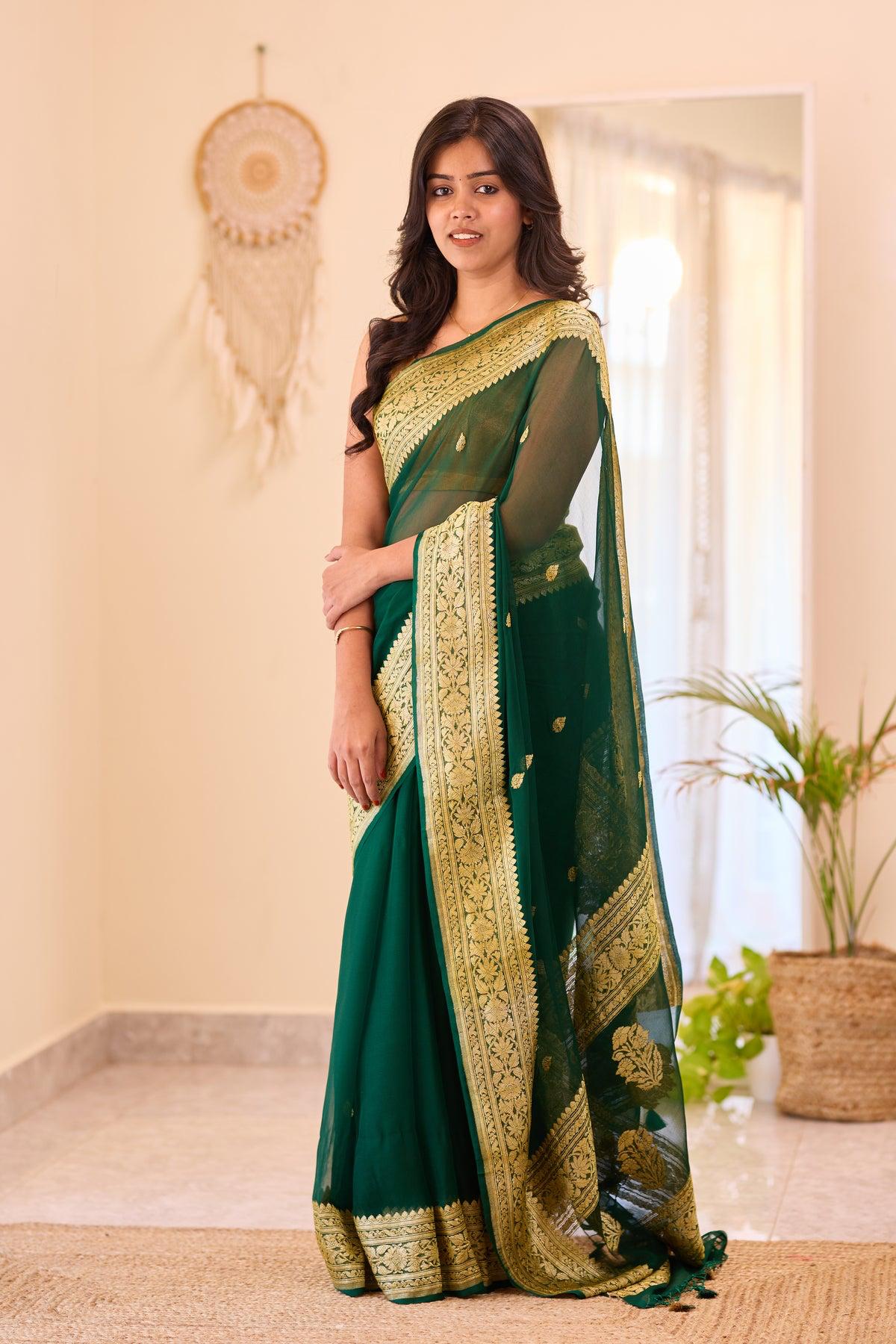 Ocean Blue Cotton Silk Saree With Scintillating Blouse Piece