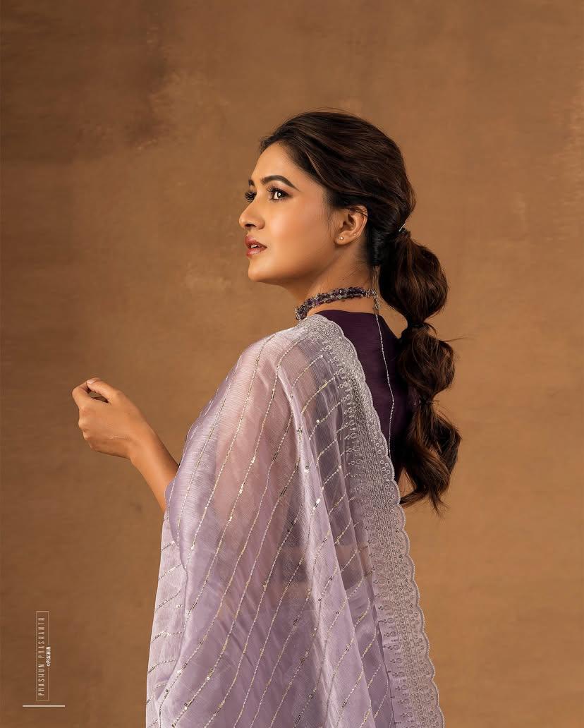 Embroidered, Dyed Bollywood Tissue Saree