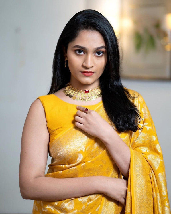 Best Banarasi Saree, Shubhmaira Soft Silk Saree With Attached Blouse