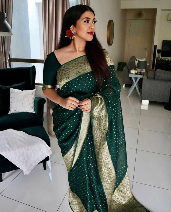 Women's Kanjivaram SoftS Silk Saree With Blouse Piece