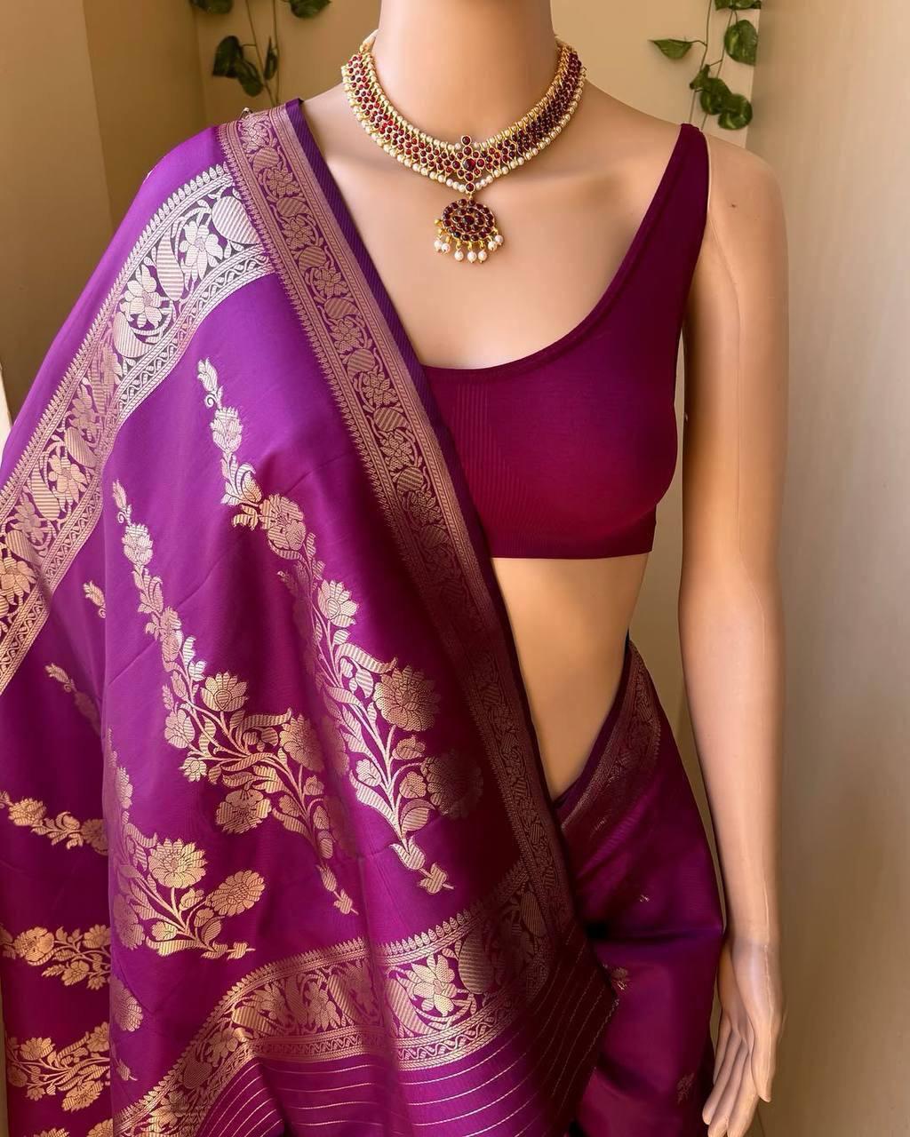 MAGENTA SMALL BORDER ART SILK SAREE