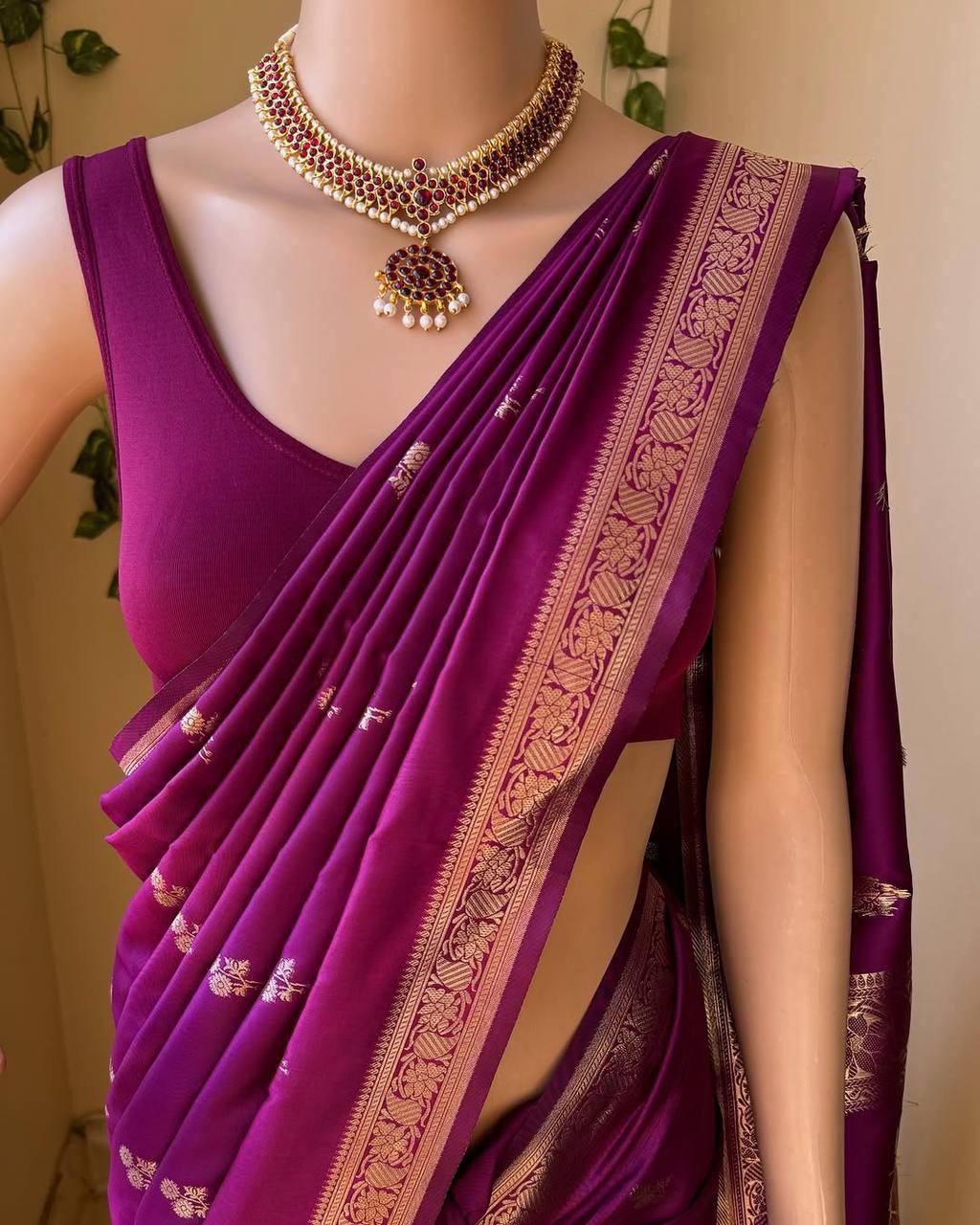 MAGENTA SMALL BORDER ART SILK SAREE