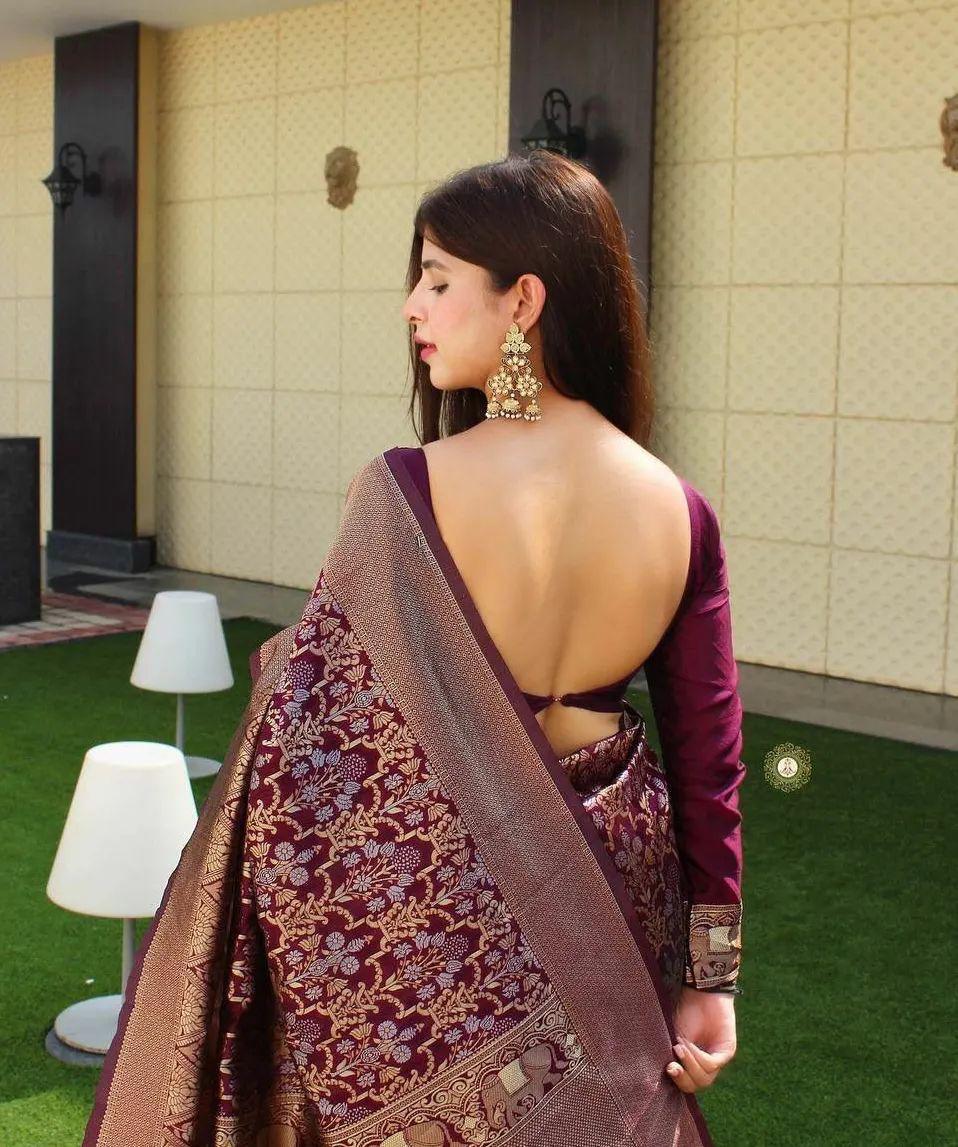 Rose Belly Banarasi Soft Silk Saree With Blouse Piece Piece