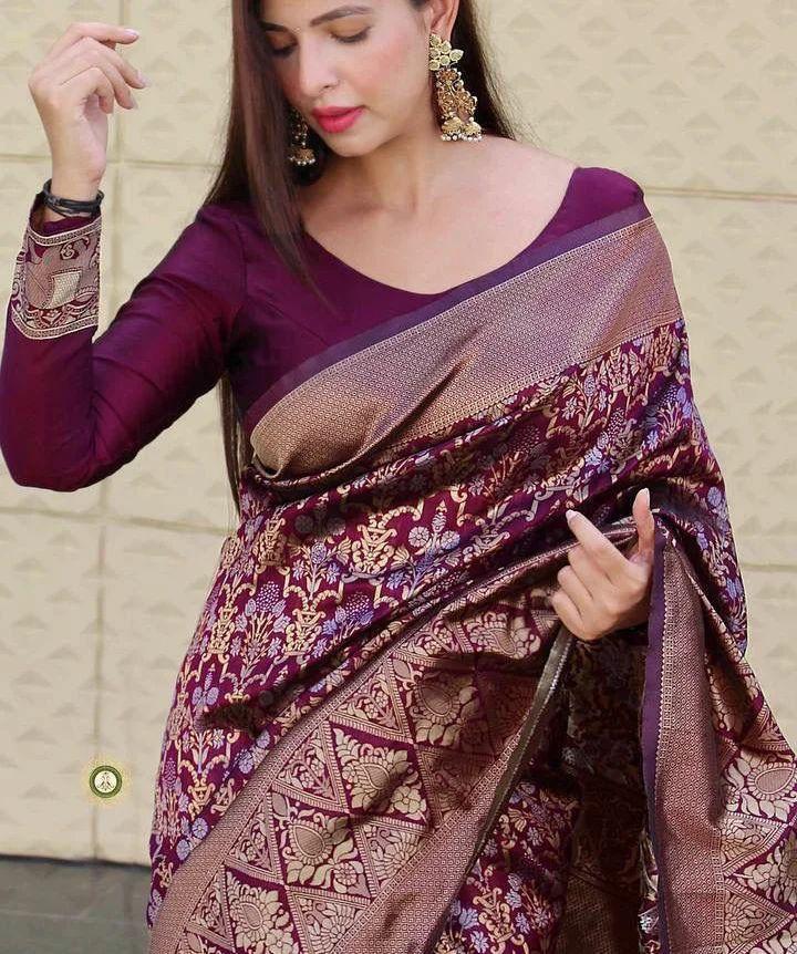 Rose Belly Banarasi Soft Silk Saree With Blouse Piece Piece