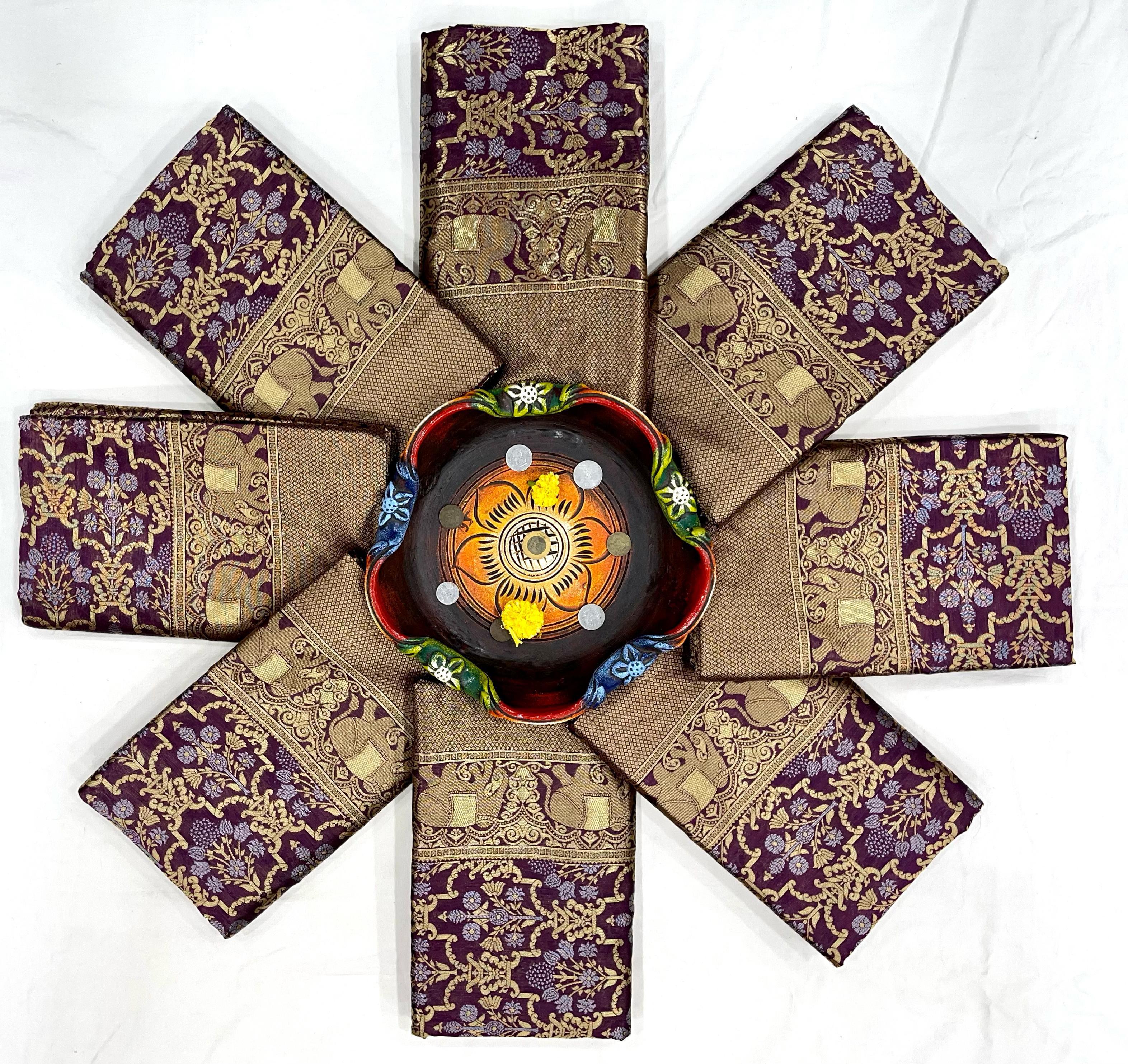 Rose Belly Banarasi Soft Silk Saree With Blouse Piece Piece