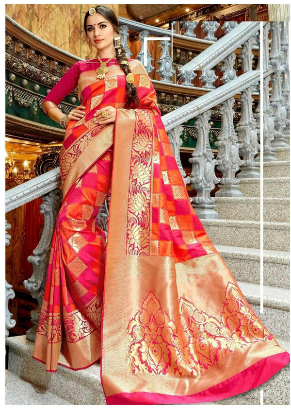 Red Zari Woven Traditional Saree