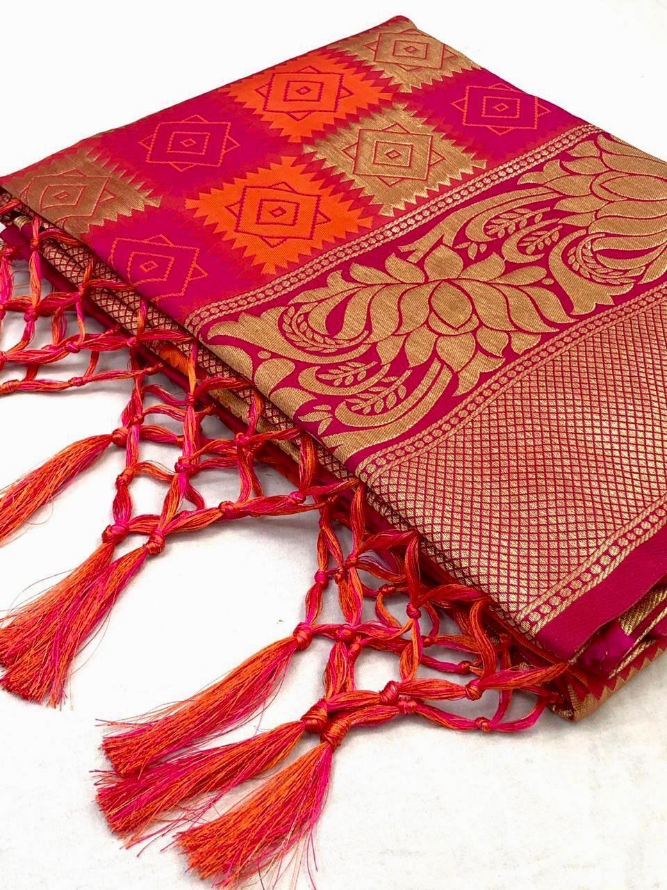 Red Zari Woven Traditional Saree