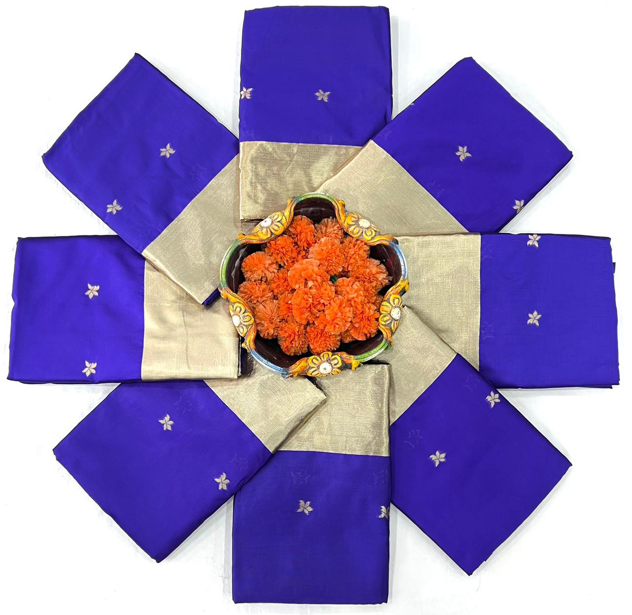 Royal Blue Soft Silk Saree With Blouse Piece