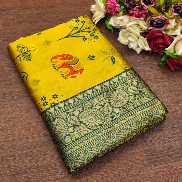 BEAUTIFUL RICH PALLU ACQUARD WORK ON ALL OVER THE SAREE.