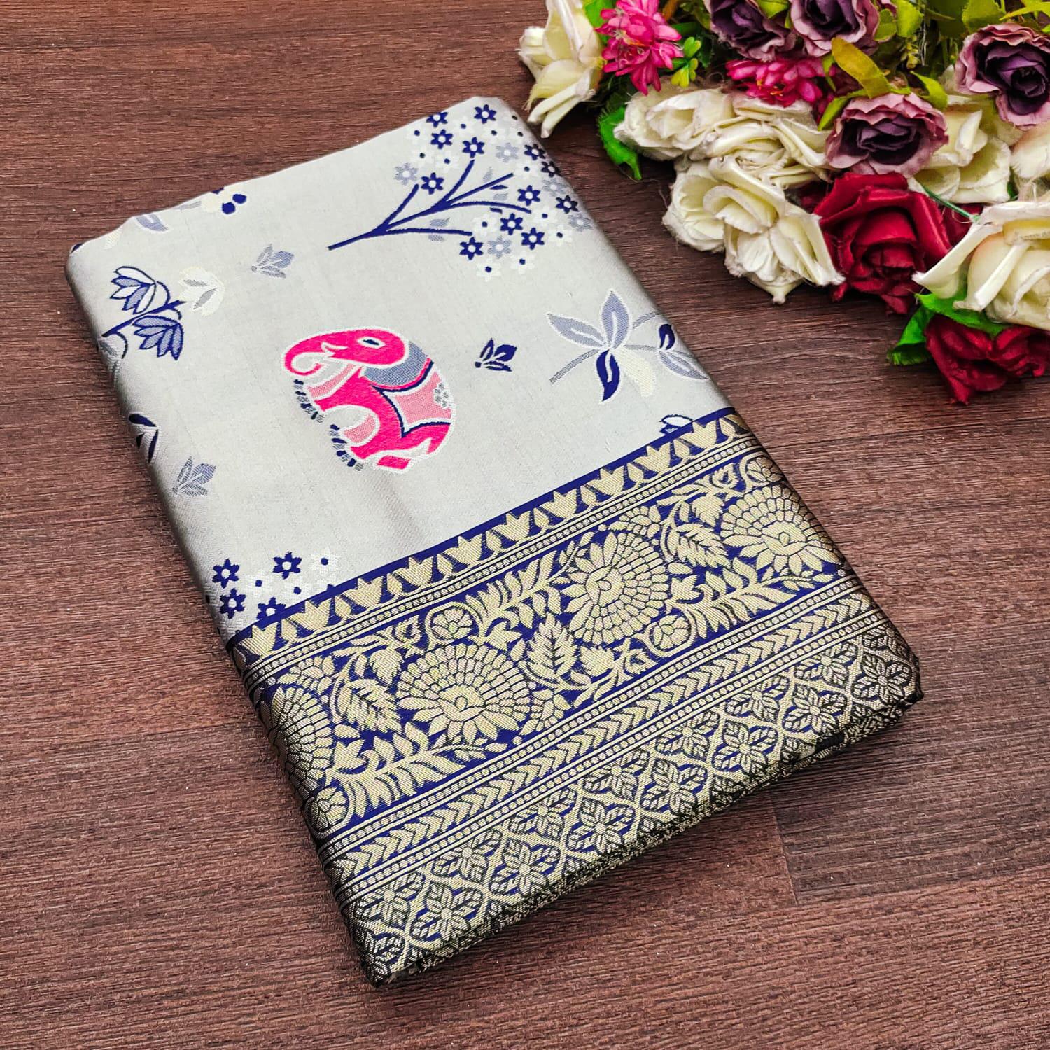 BEAUTIFUL RICH PALLU ACQUARD WORK ON ALL OVER THE SAREE.
