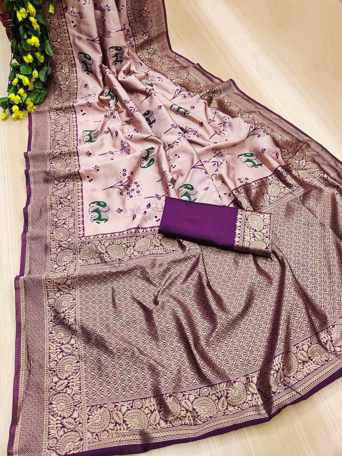 BEAUTIFUL RICH PALLU ACQUARD WORK ON ALL OVER THE SAREE.