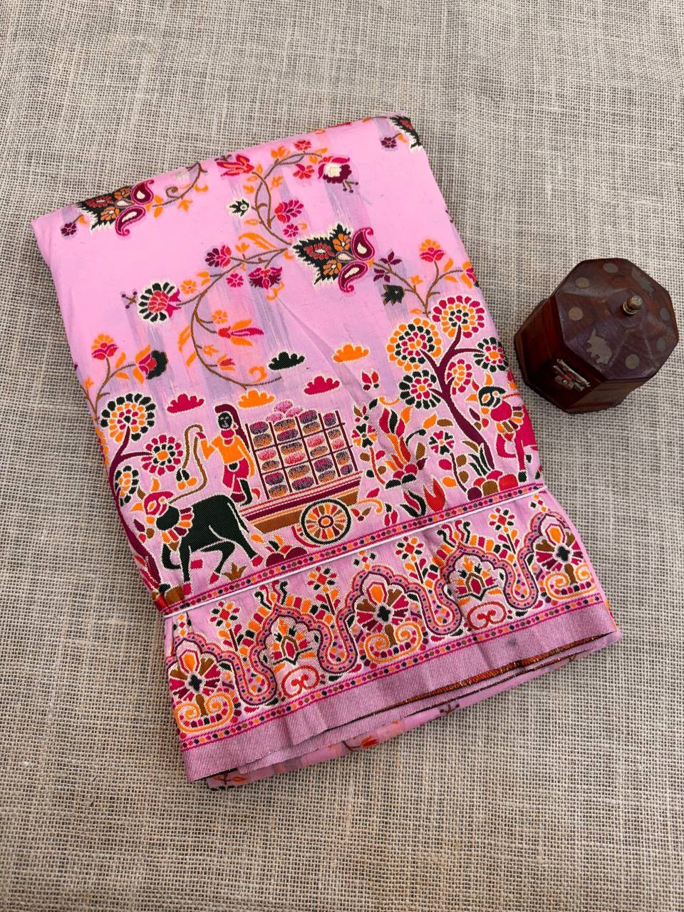 Hypnotic  Pashmina Saree With Preferable Blouse Piece -  PINK