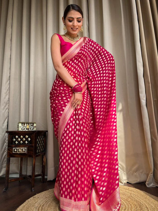 Pink Banarasi Silk Saree