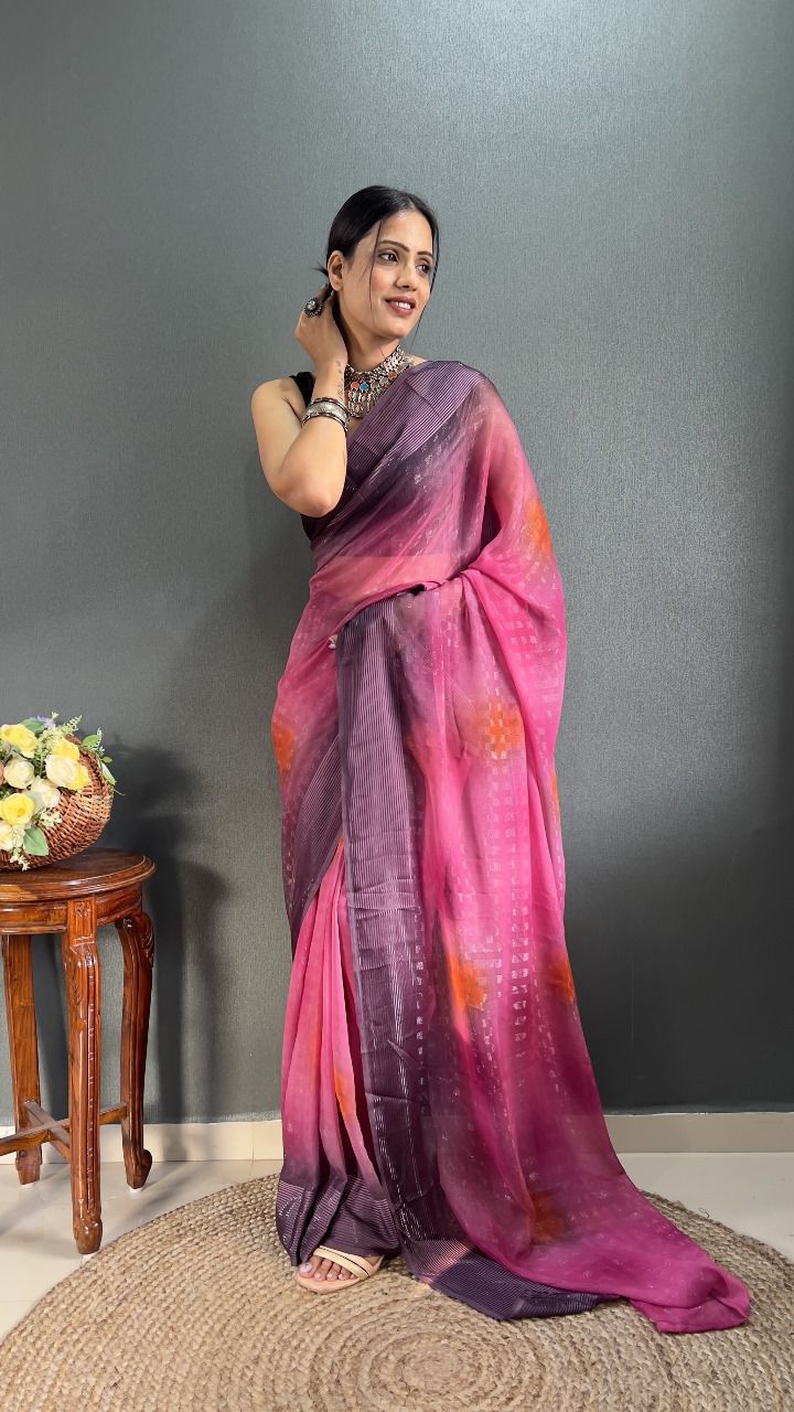 Ready To Wear Saree With Beautiful Heavy Banglori Fabric