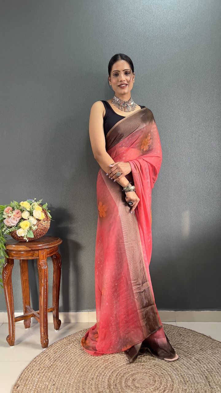 Ready To Wear Saree With Beautiful Heavy Banglori Fabric