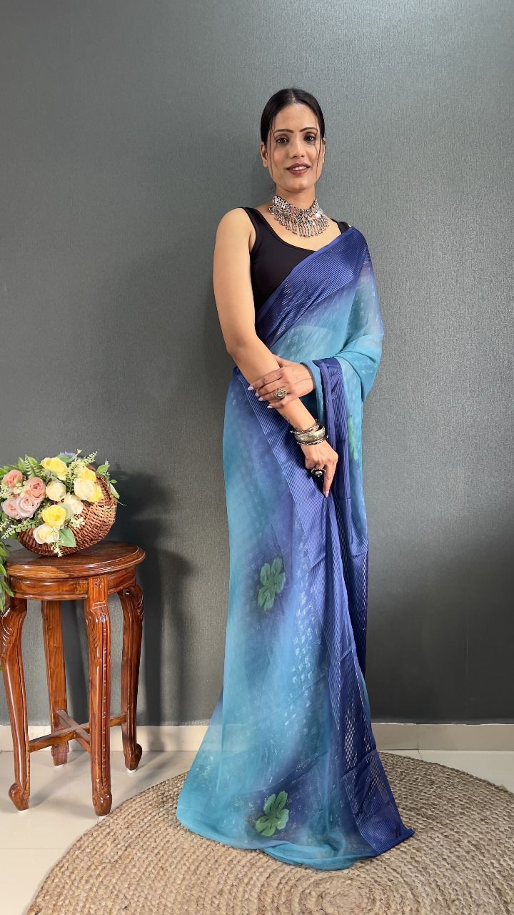 Ready To Wear Saree With Beautiful Heavy Banglori Fabric