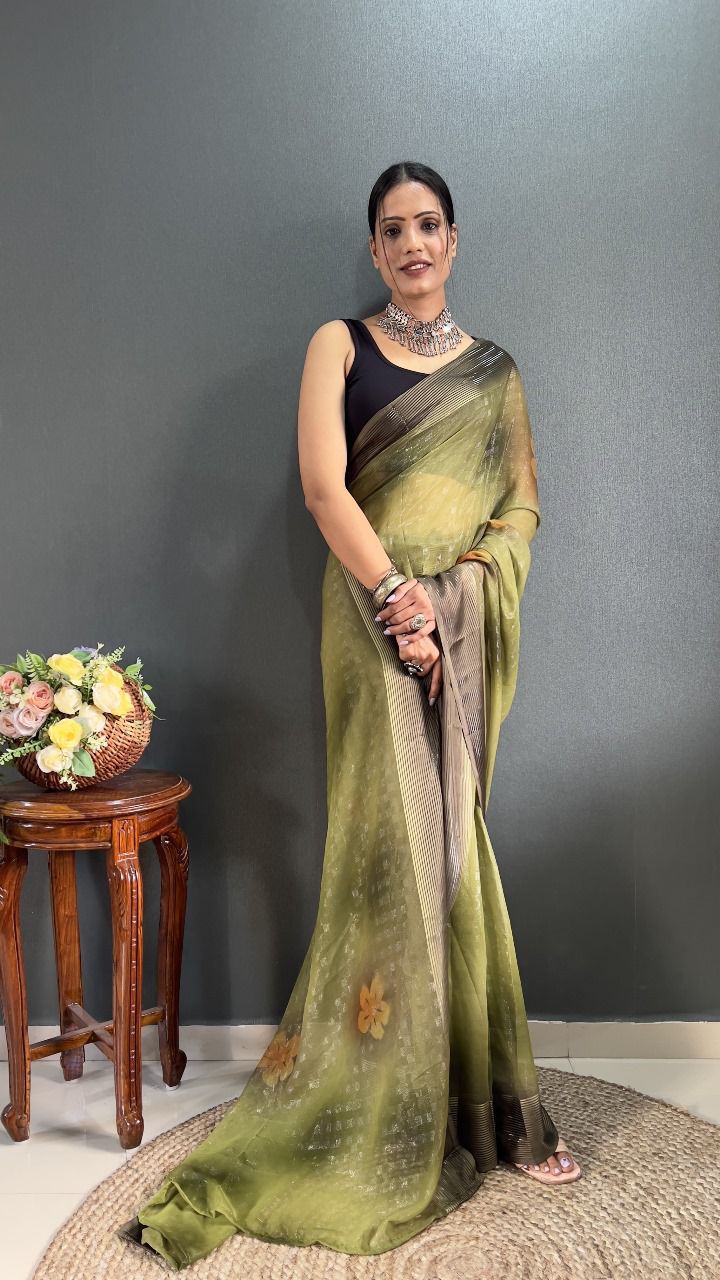 Ready To Wear Saree With Beautiful Heavy Banglori Fabric