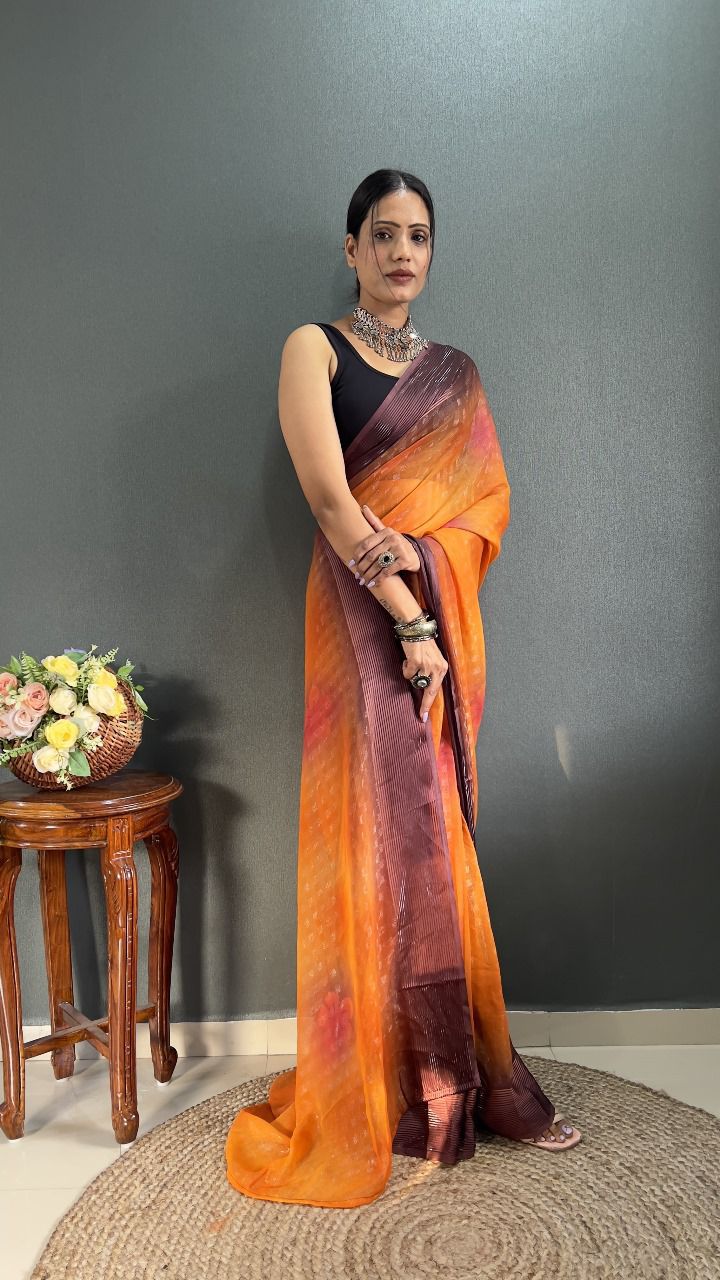 Ready To Wear Saree With Beautiful Heavy Banglori Fabric