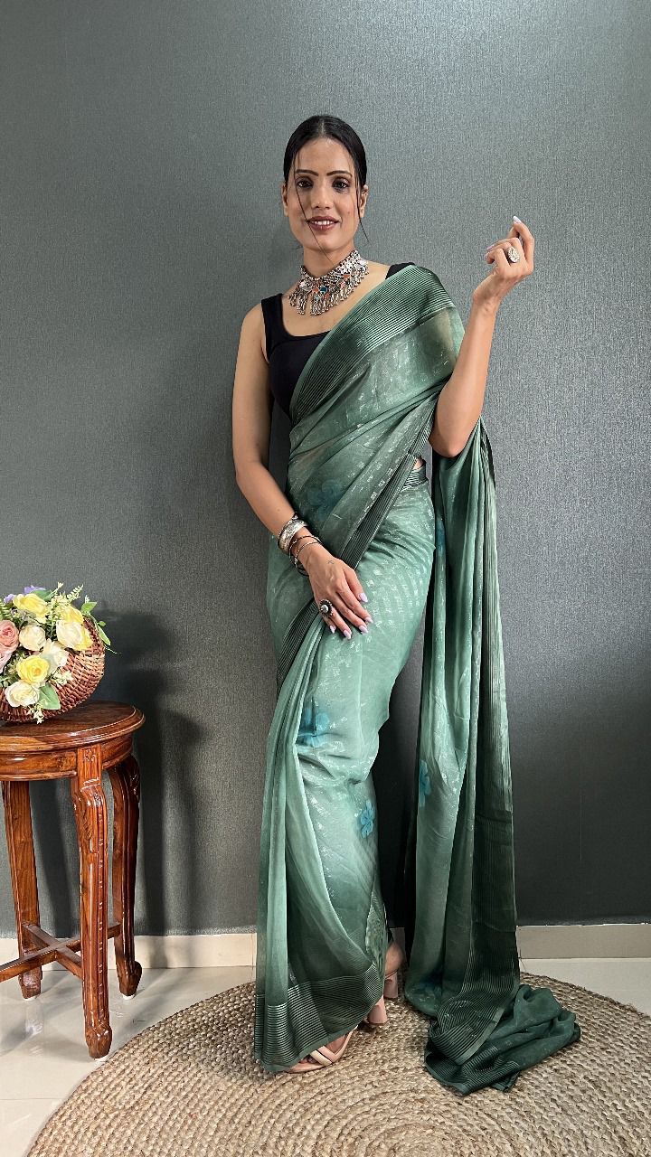 Ready To Wear Saree With Beautiful Heavy Banglori Fabric