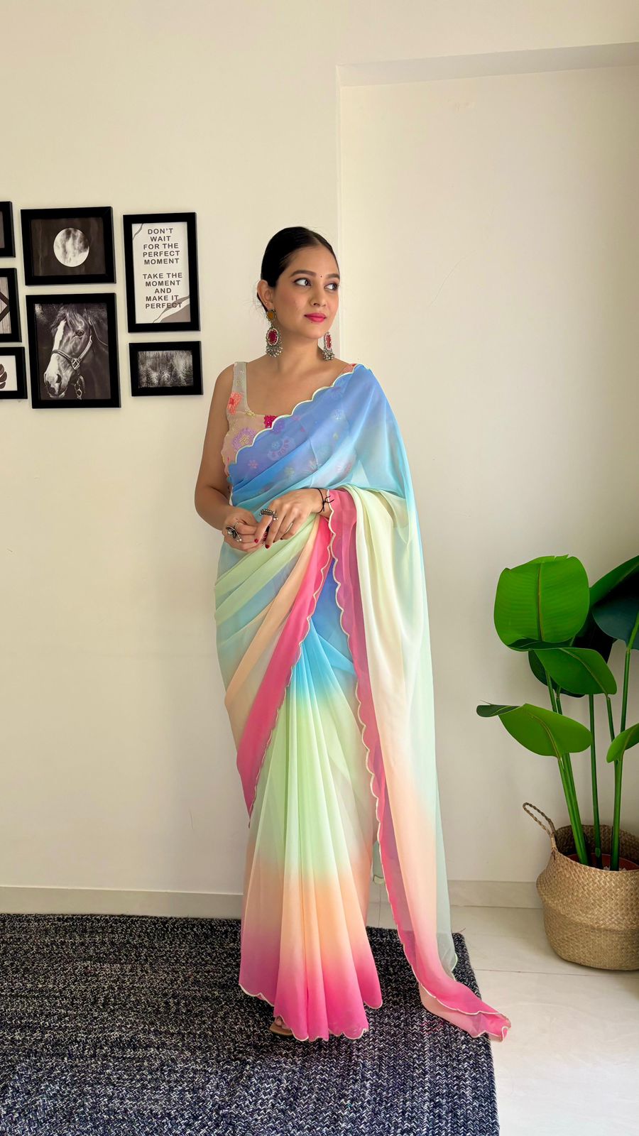 Multi Color Chiffon Saree